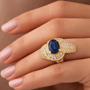 Diamond & Sapphire Ring 1.52ct – 18K Yellow Gold Luxury Statement Ring